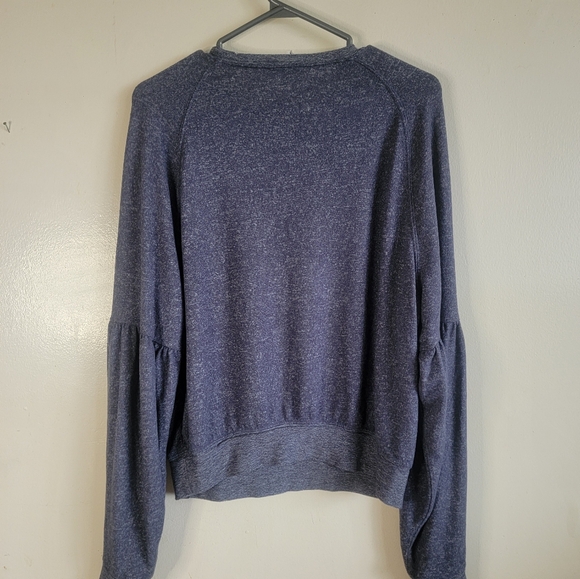 Buffalo David Bitton Womens Heathered Blue puffy sleeve shirt - Picture 4 of 4